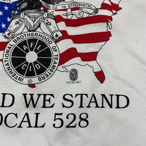 Paramount Sportswear Vintage Union USA Local 528 White T-Shirt Men's Size XL - Picture 3 of 8